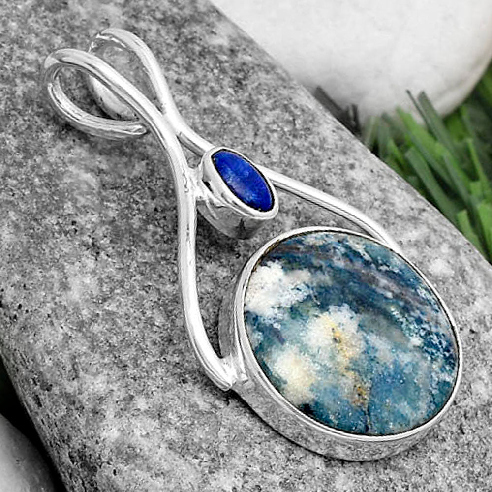 Natural Blue Scheelite Turkey & Lapis Pendant P-1038 SDP120637