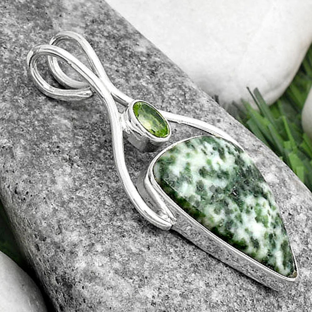 Natural Dioptase & Peridot Pendant P-1038 SDP120641