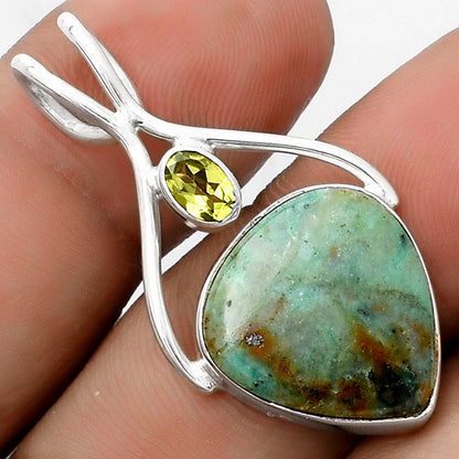 Natural Larsonite Jasper & Peridot Pendant P-1038 SDP120654