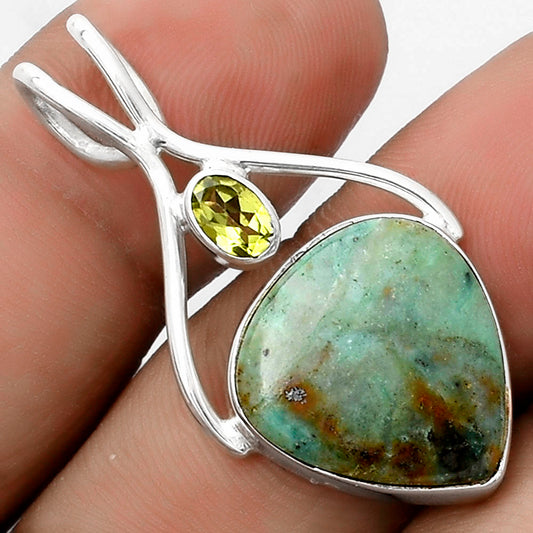 Natural Larsonite Jasper & Peridot Pendant P-1038 SDP120654