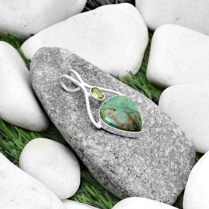 Natural Larsonite Jasper & Peridot Pendant P-1038 SDP120654