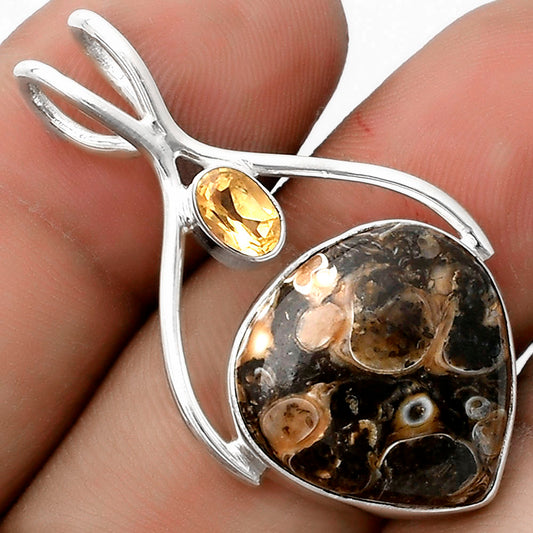 Natural Turtella Jasper USA & Citrine Pendant P-1038 SDP120666
