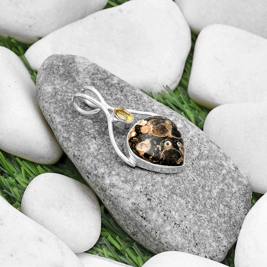 Natural Turtella Jasper USA & Citrine Pendant P-1038 SDP120666