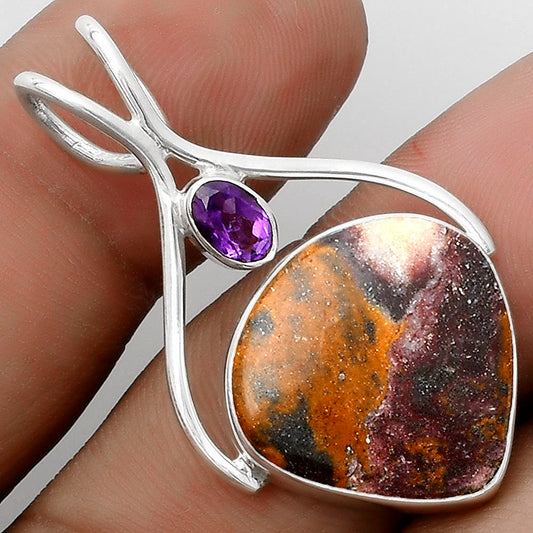 Indian Blanket Jasper & Amethyst Pendant P-1038 SDP120669