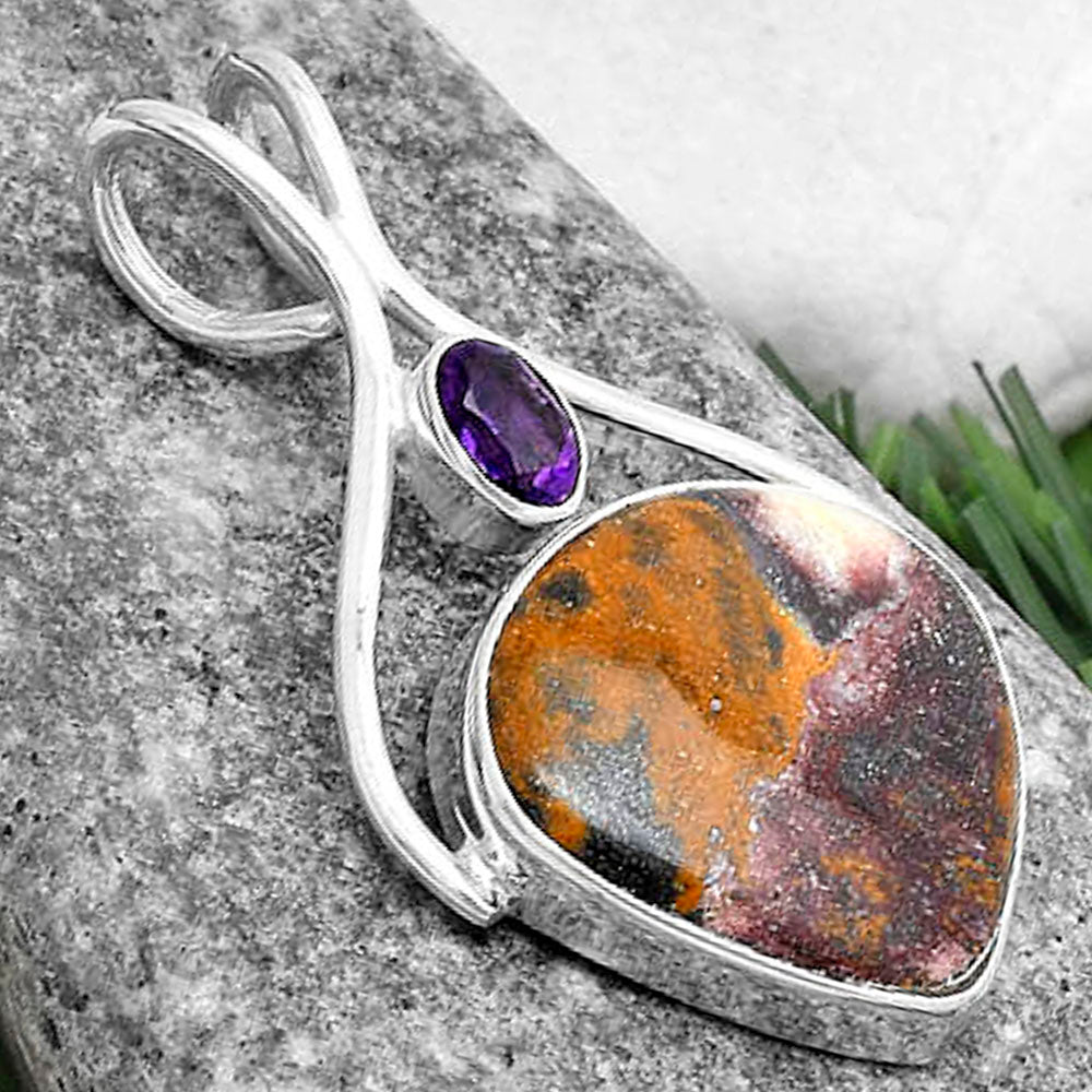 Indian Blanket Jasper & Amethyst Pendant P-1038 SDP120669