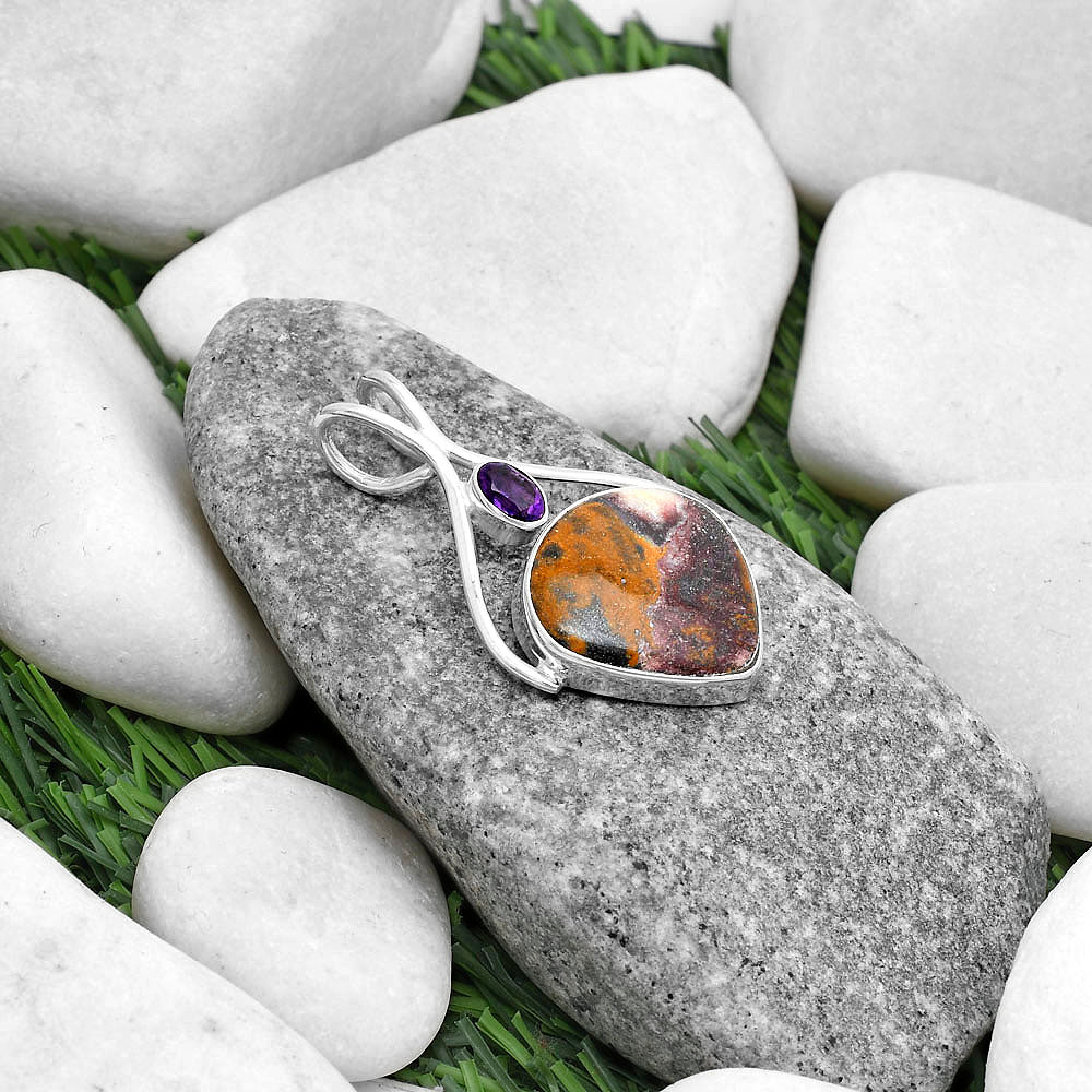 Indian Blanket Jasper & Amethyst Pendant P-1038 SDP120669