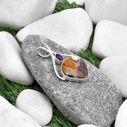 Indian Blanket Jasper & Amethyst Pendant P-1038 SDP120669