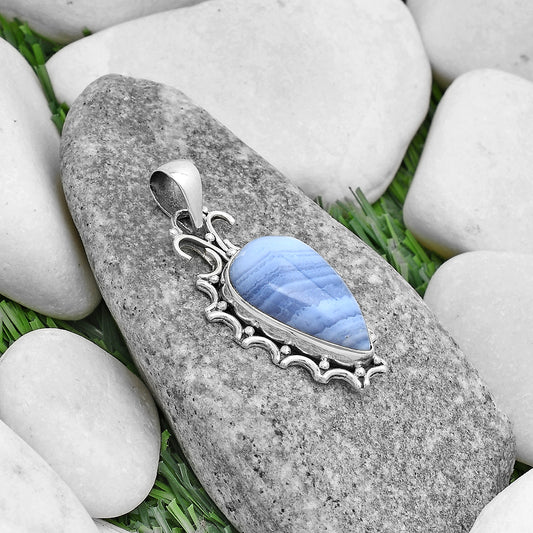 Natural Blue Lace Agate South Africa Pendant P-1249 SDP120694