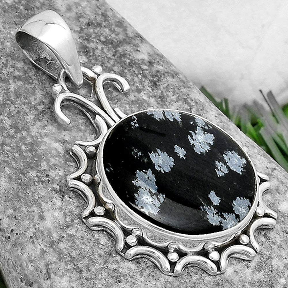 Natural Snow Flake Obsidian Pendant P-1249 SDP120716