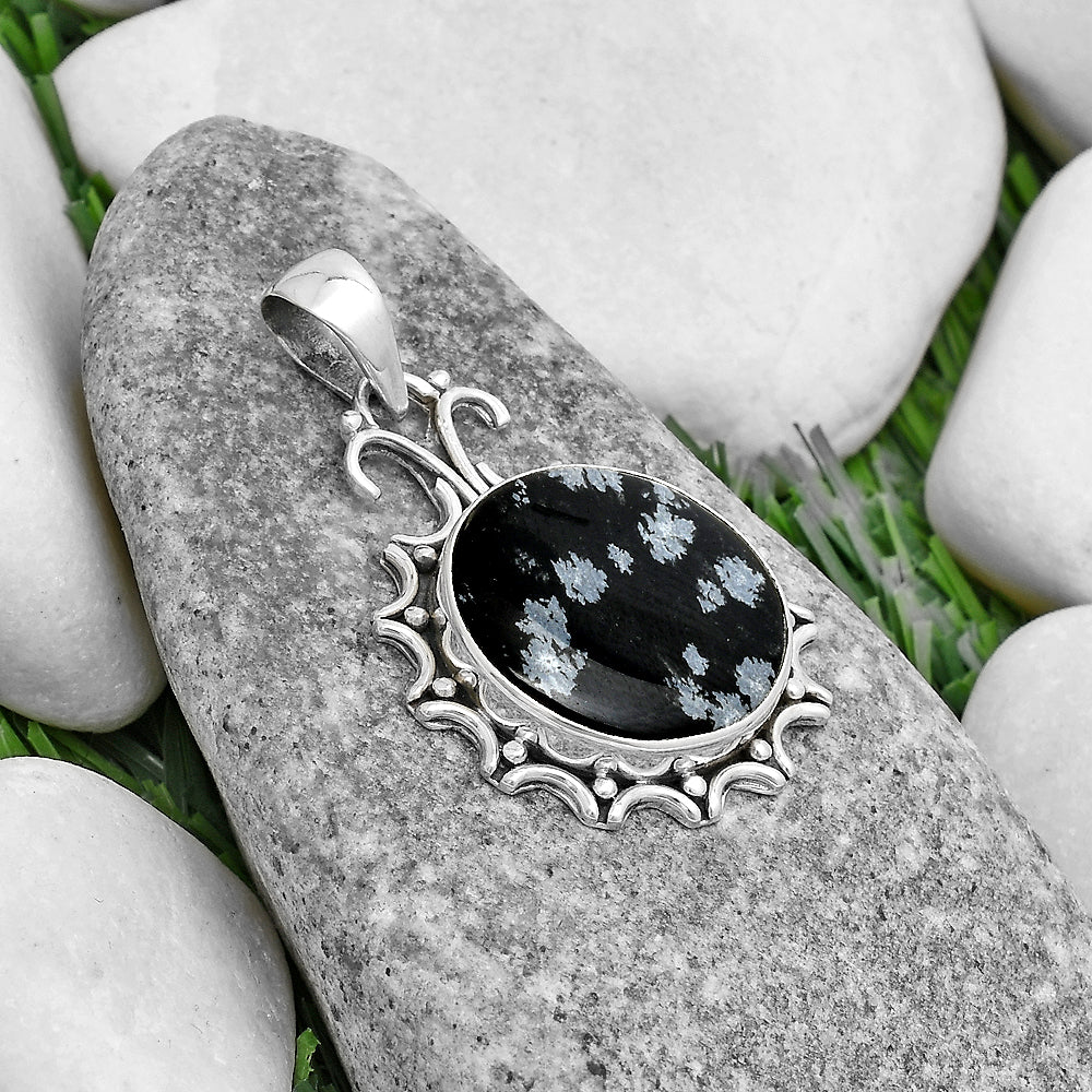 Natural Snow Flake Obsidian Pendant P-1249 SDP120716