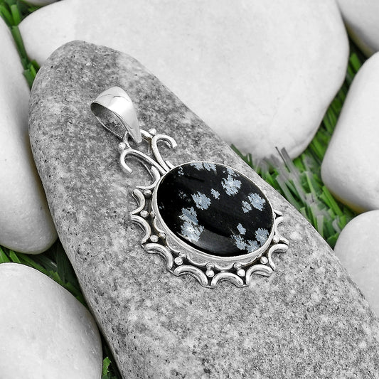 Natural Snow Flake Obsidian Pendant P-1249 SDP120716