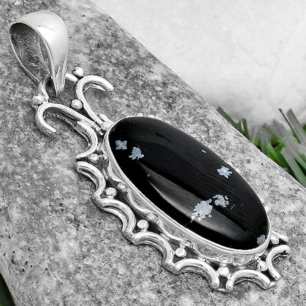 Natural Snow Flake Obsidian Pendant P-1249 SDP120719