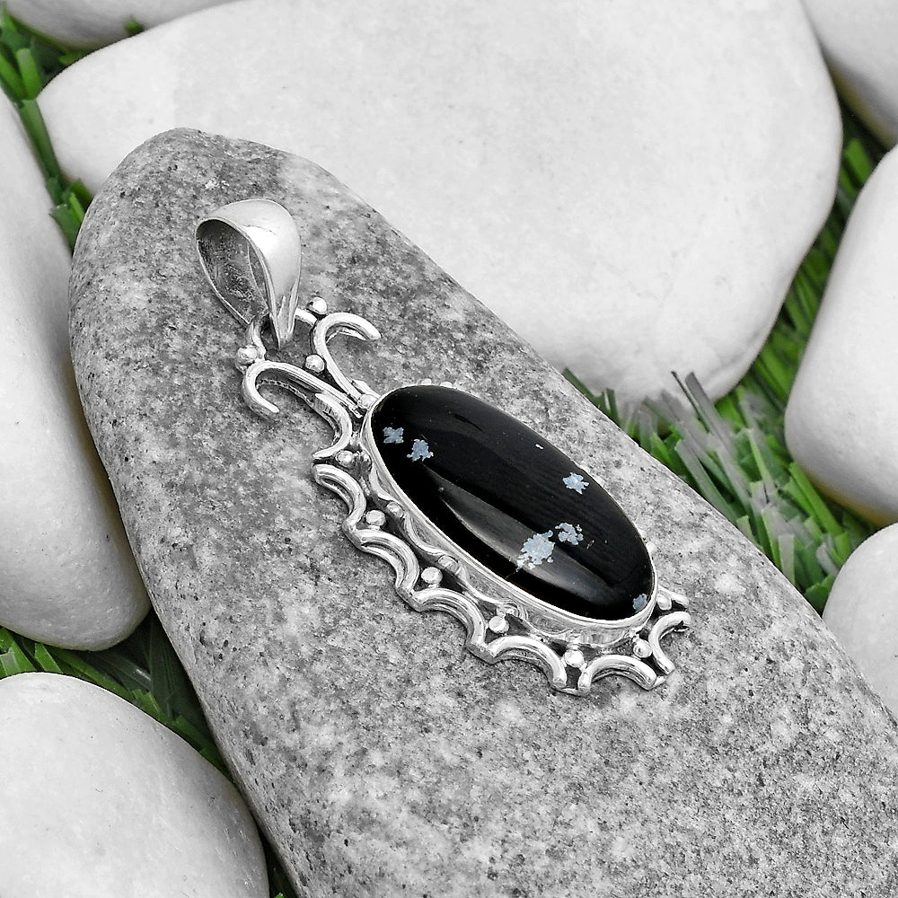 Natural Snow Flake Obsidian Pendant P-1249 SDP120719