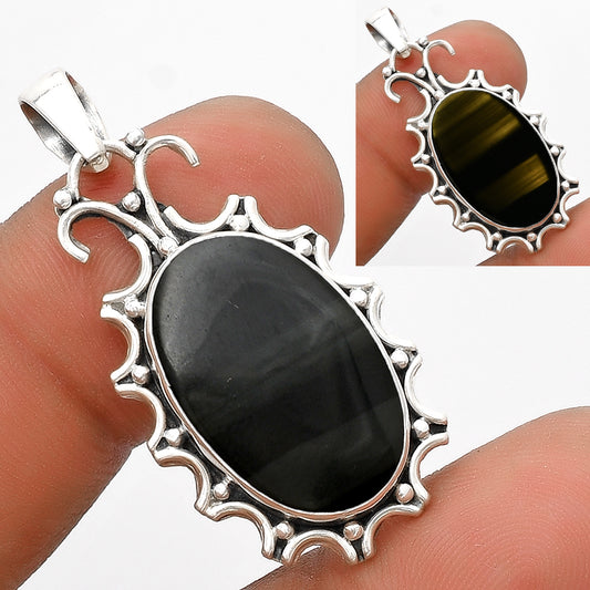 Natural Black Lace Obsidian Pendant P-1249 SDP120724