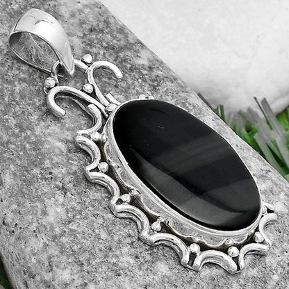 Natural Black Lace Obsidian Pendant P-1249 SDP120724