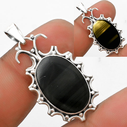 Natural Black Lace Obsidian Pendant P-1249 SDP120727