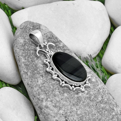Natural Black Lace Obsidian Pendant P-1249 SDP120727