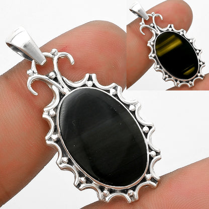 Natural Black Lace Obsidian Pendant P-1249 SDP120728