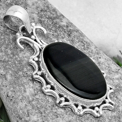 Natural Black Lace Obsidian Pendant P-1249 SDP120728