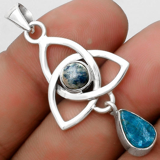 Celtic - Neon Blue Apatite & Blue Scheelite Pendant P-1628 SDP120744