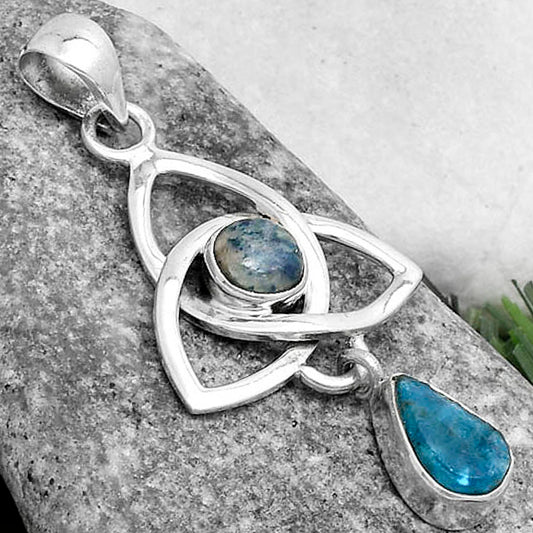 Celtic - Neon Blue Apatite & Blue Scheelite Pendant P-1628 SDP120744