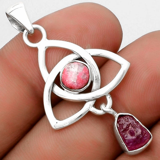 Celtic - Pink Tourmaline Rough & Pink Thulite Pendant P-1628 SDP120750