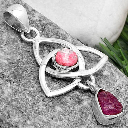 Celtic - Pink Tourmaline Rough & Pink Thulite Pendant P-1628 SDP120750