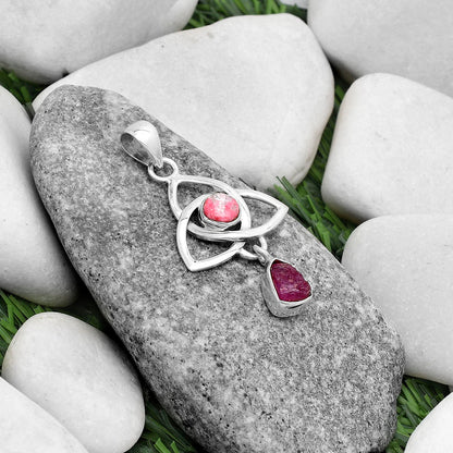 Celtic - Pink Tourmaline Rough & Pink Thulite Pendant P-1628 SDP120750