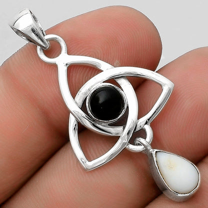Celtic - White Opal & Black Onyx Pendant P-1628 SDP120768