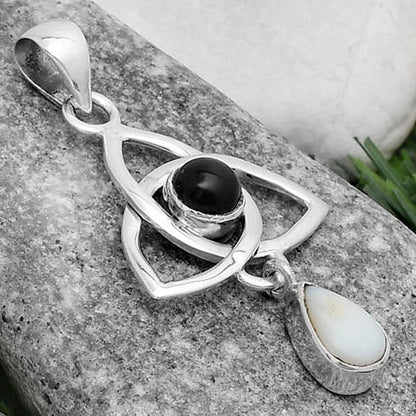 Celtic - White Opal & Black Onyx Pendant P-1628 SDP120768