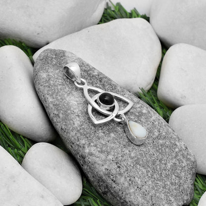 Celtic - White Opal & Black Onyx Pendant P-1628 SDP120768