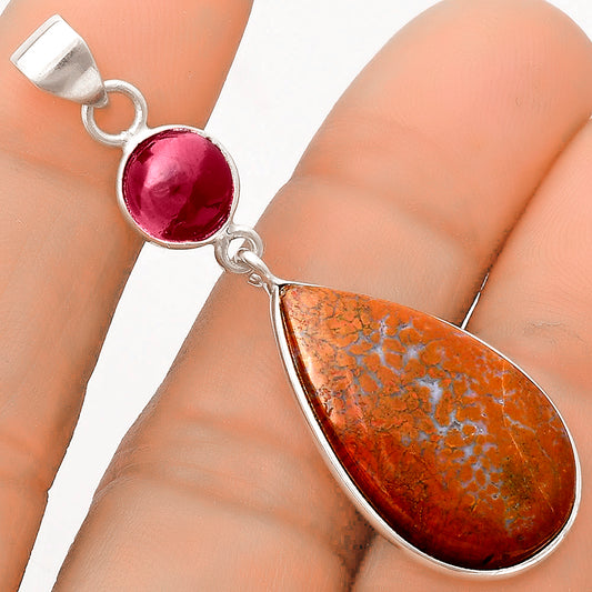 Natural Red Moss Agate & Garnet Pendant P-1098 SDP120855