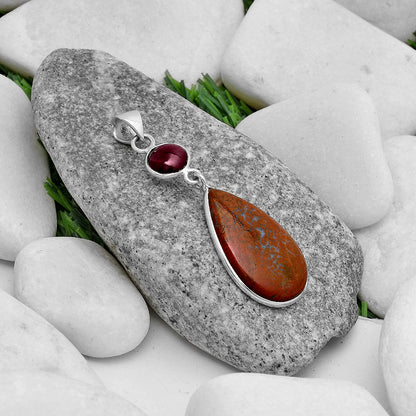 Natural Red Moss Agate & Garnet Pendant P-1098 SDP120855