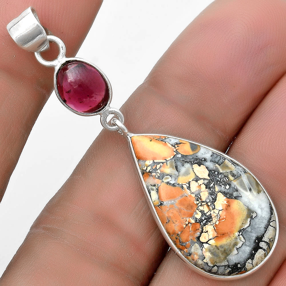 Maligano Jasper - Indonesia & Garnet Pendant P-1098 SDP120880