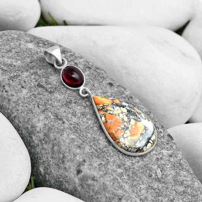 Maligano Jasper - Indonesia & Garnet Pendant P-1098 SDP120880