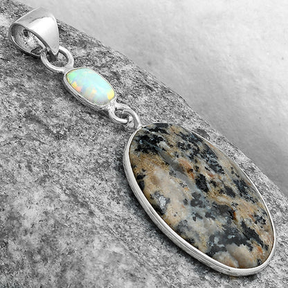 Russian Honey Dendrite Opal & Fire Opal Pendant P-1098 SDP120891