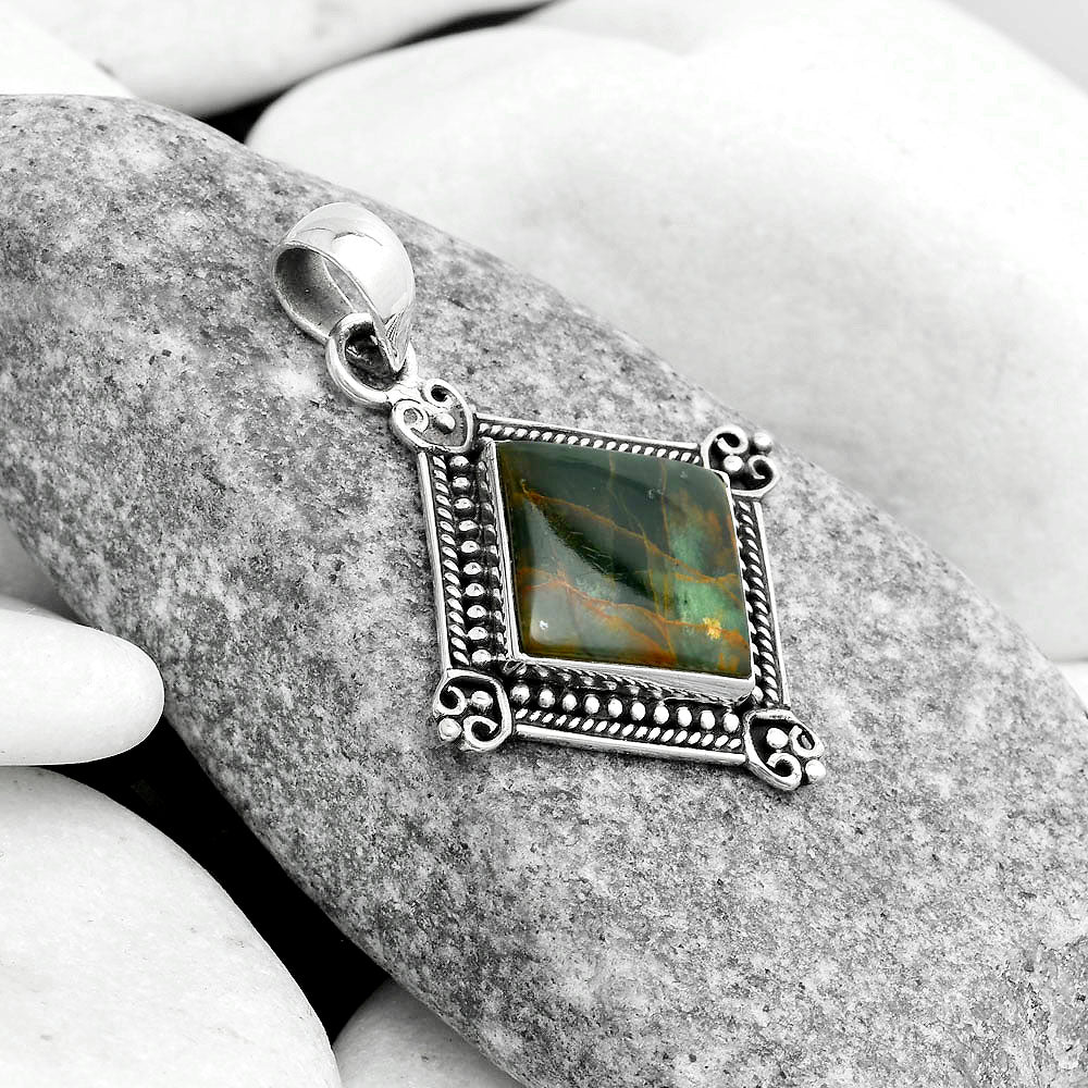 Natural Turkish Rainforest Chrysocolla Pendant P-1040 SDP121046