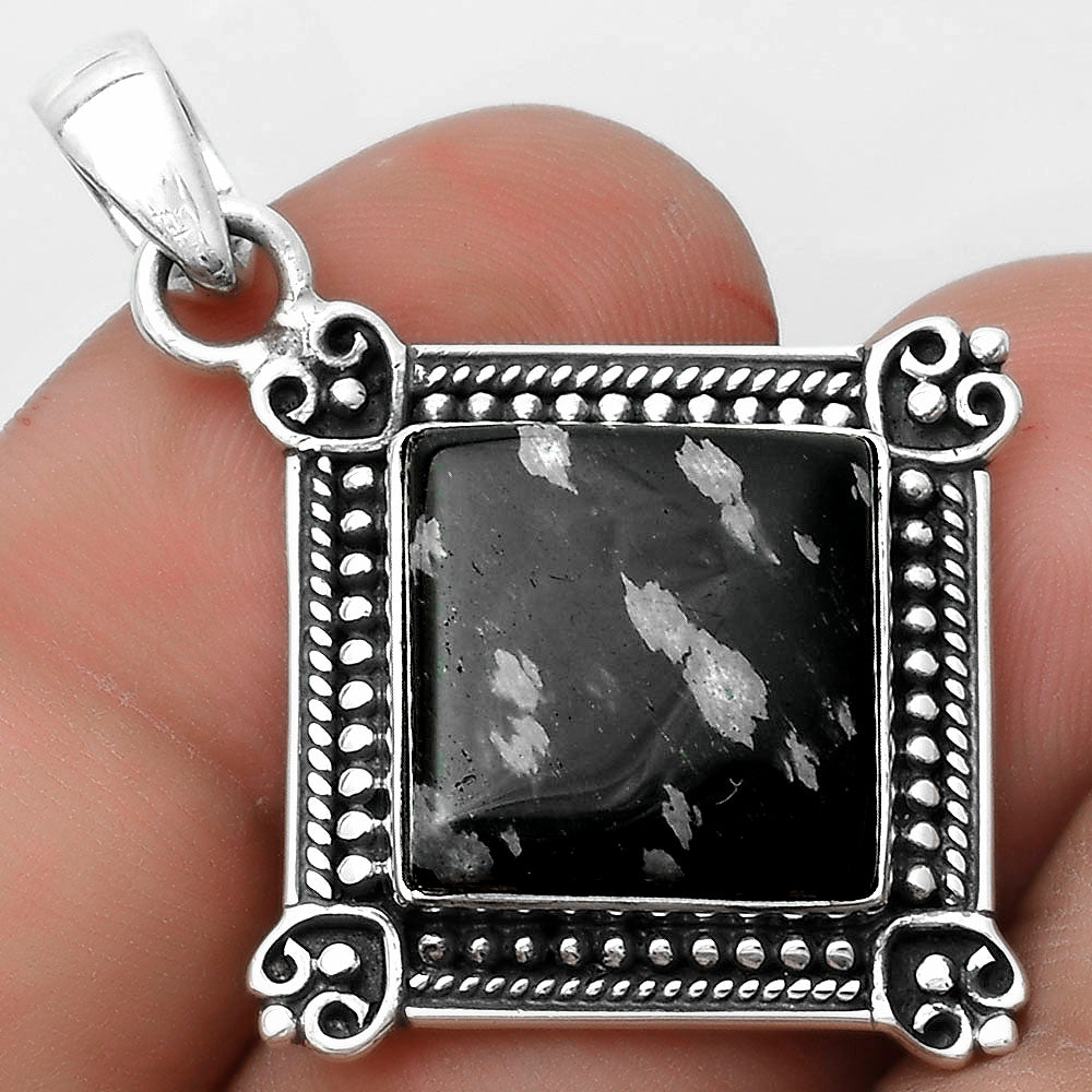 Natural Snow Flake Obsidian Pendant P-1040 SDP121064