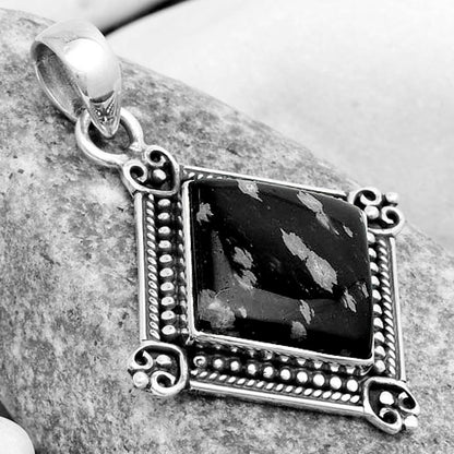 Natural Snow Flake Obsidian Pendant P-1040 SDP121064