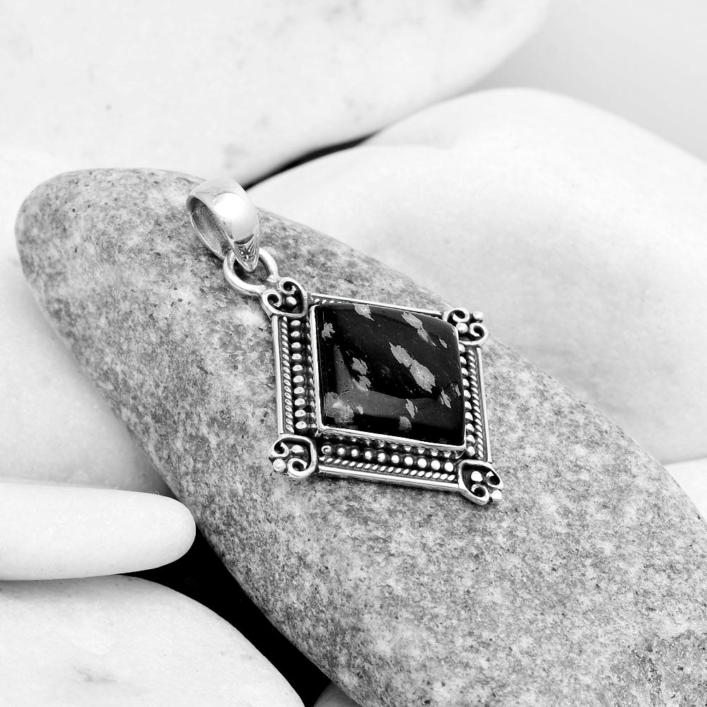 Natural Snow Flake Obsidian Pendant P-1040 SDP121064