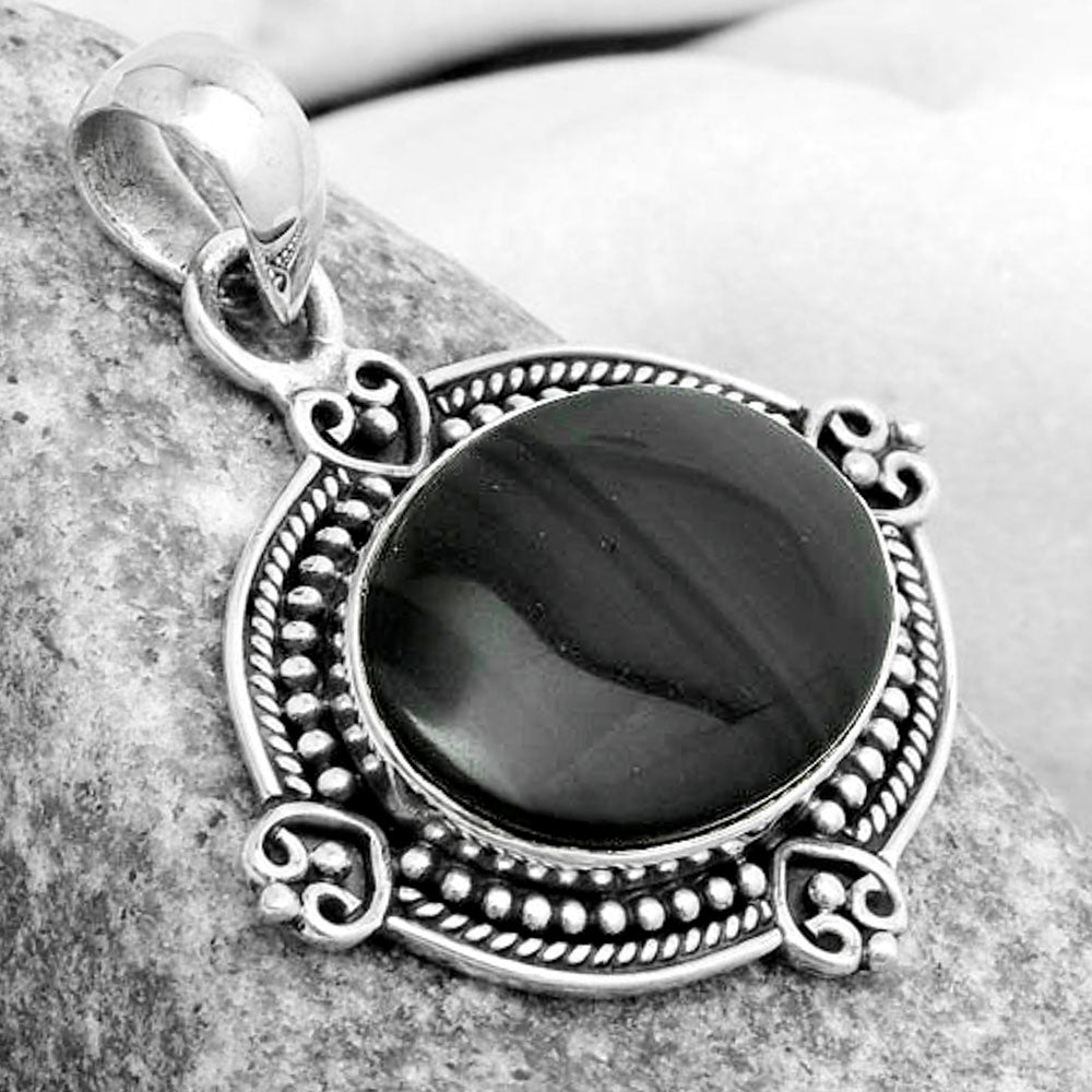 Natural Black Lace Obsidian Pendant P-1040 SDP121070