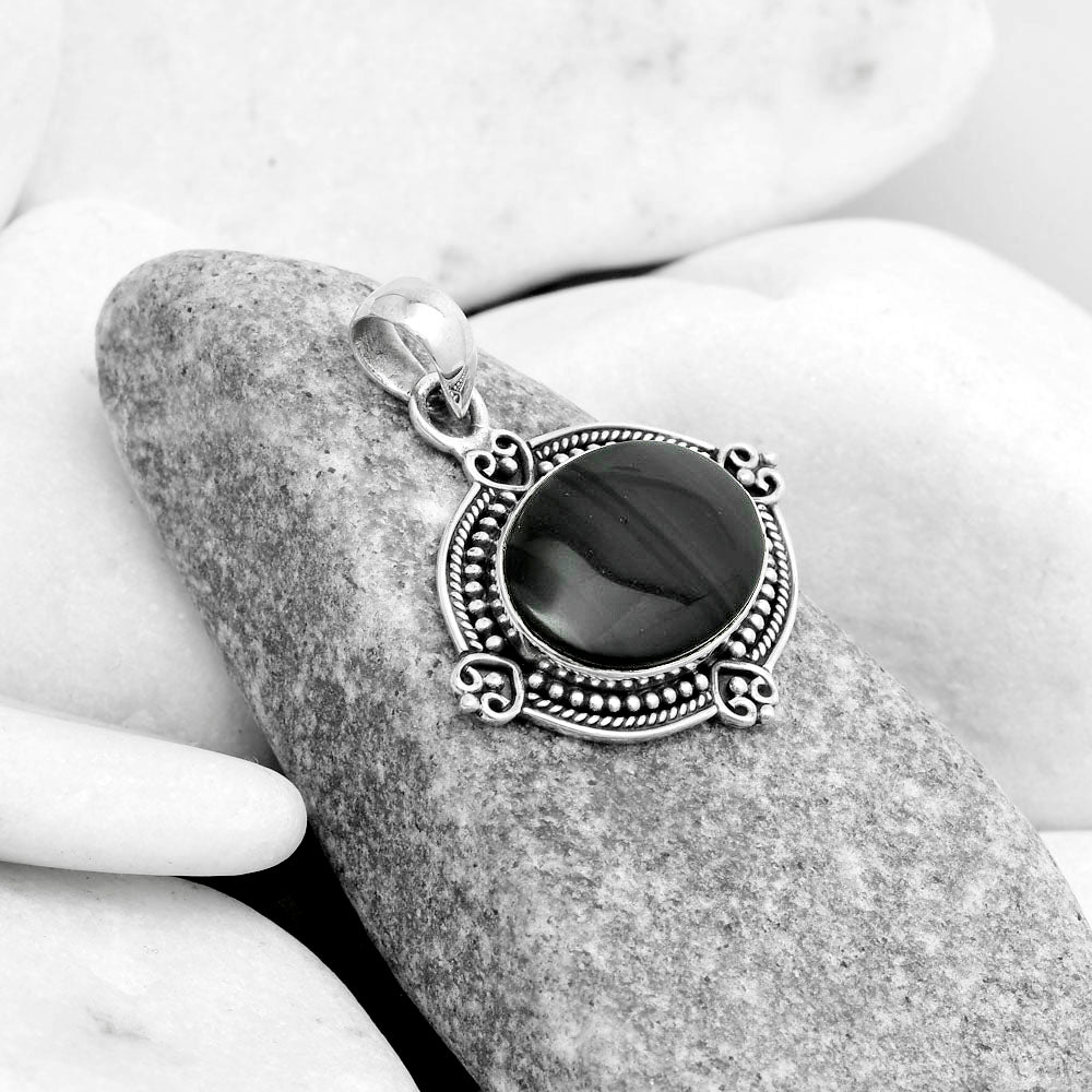 Natural Black Lace Obsidian Pendant P-1040 SDP121070