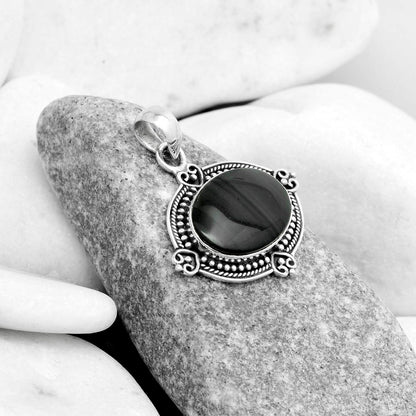 Natural Black Lace Obsidian Pendant P-1040 SDP121070