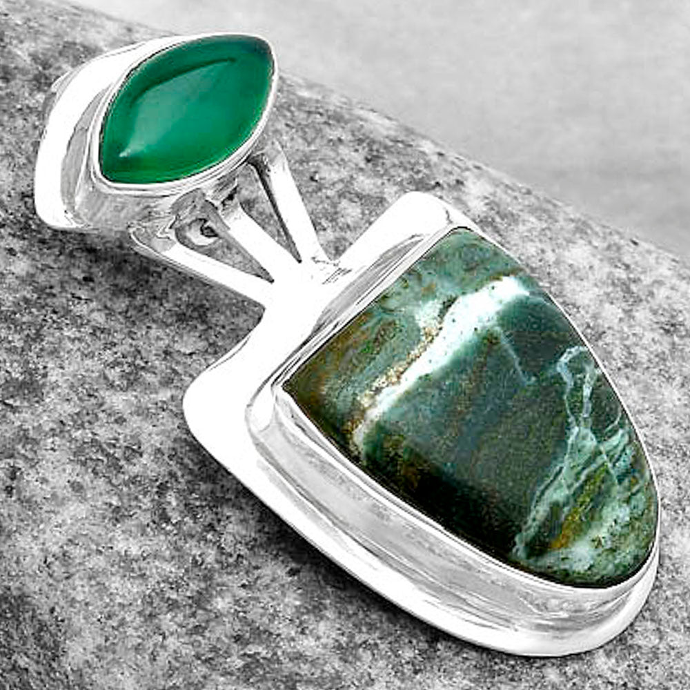 Natural Larsonite Jasper & Green Onyx Pendant P-1662 SDP121083