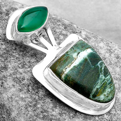 Natural Larsonite Jasper & Green Onyx Pendant P-1662 SDP121083