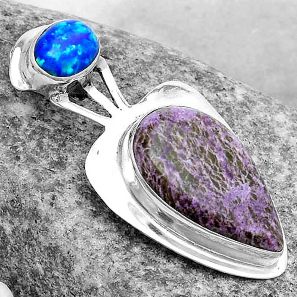 Purpurite - South Africa & Fire Opal Pendant P-1662 SDP121084