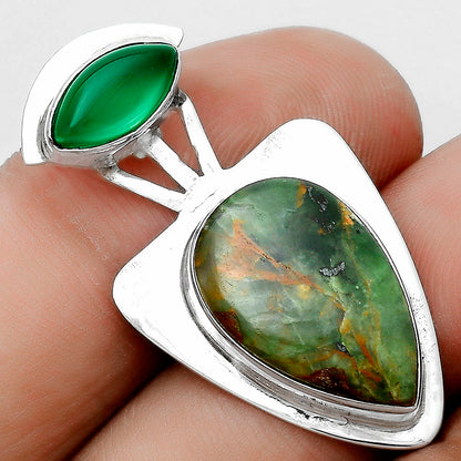 Turkish Rainforest Chrysocolla & Green Onyx Pendant P-1662 SDP121093
