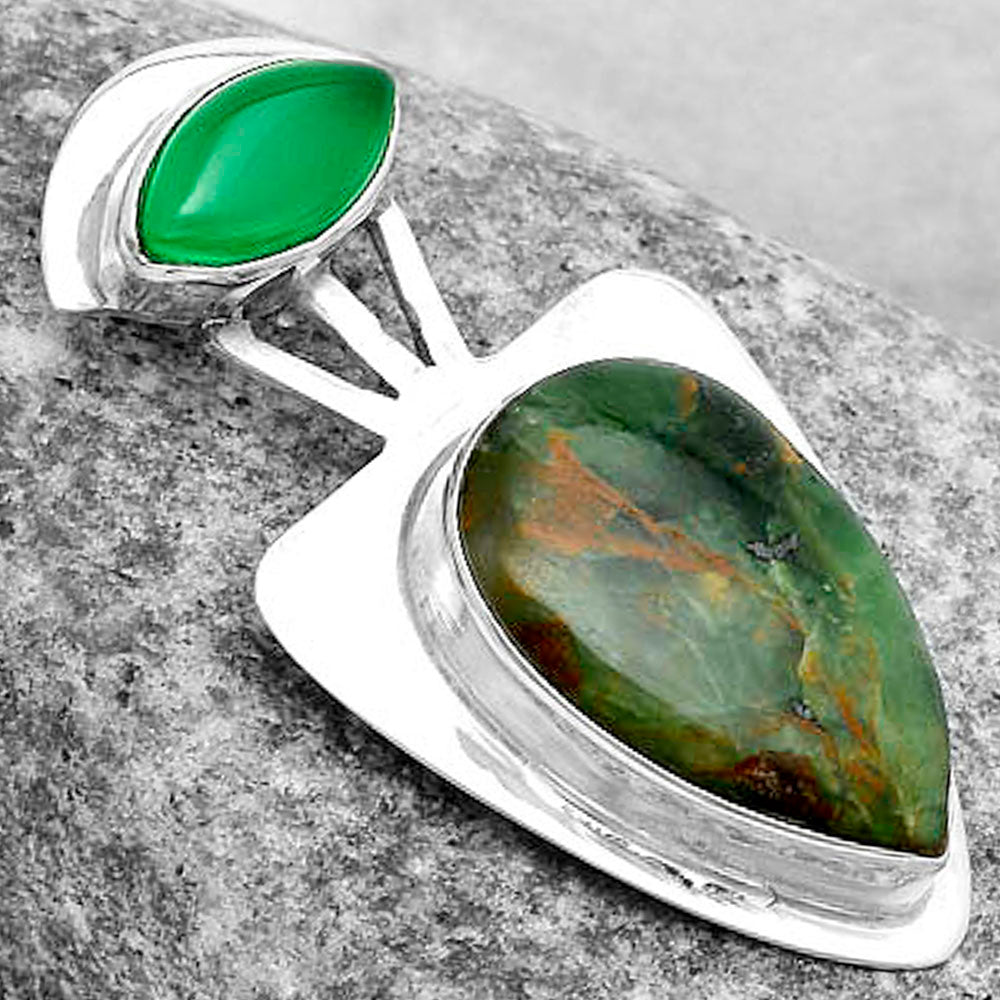 Turkish Rainforest Chrysocolla & Green Onyx Pendant P-1662 SDP121093