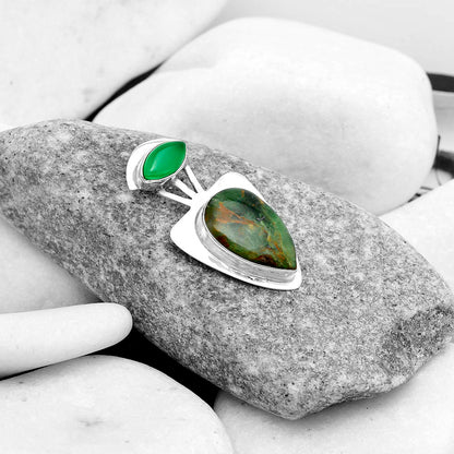 Turkish Rainforest Chrysocolla & Green Onyx Pendant P-1662 SDP121093