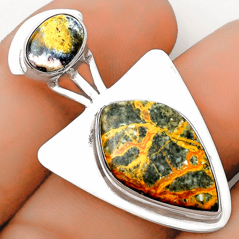 Moroccan Yellow Jacket Jasper & Indian Blanket Jasper Pendant P-1662 SDP121100